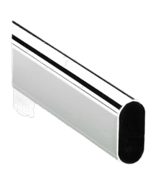 Hettich Wardrobe Oval Cabinet Rail, 2000 mm Length, Chrome Gloss