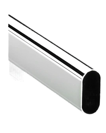 Hettich Wardrobe Oval Cabinet Rail, 2000 mm Length, Chrome Gloss